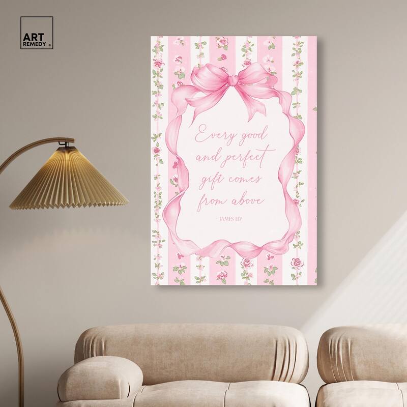 Good and Perfect Gift Bow Canvas by Art Remedy, Gallery Wrapped