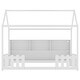 preview thumbnail 31 of 34, Kids Twin Floor Bed with Roof Frame and LED Light, Wooden House Bed with Bookshelf Storage and Guardrails
