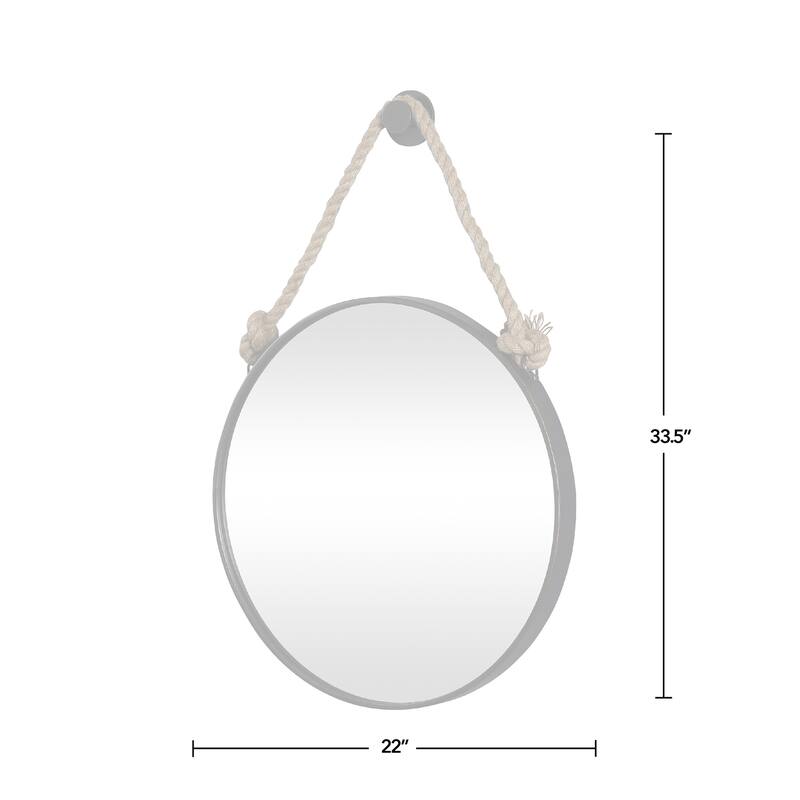 FirsTime & Co. Dockline Round Mirror, American Crafted, Oil Rubbed Bronze, Mirror, 22 x 2 x 33.5 in