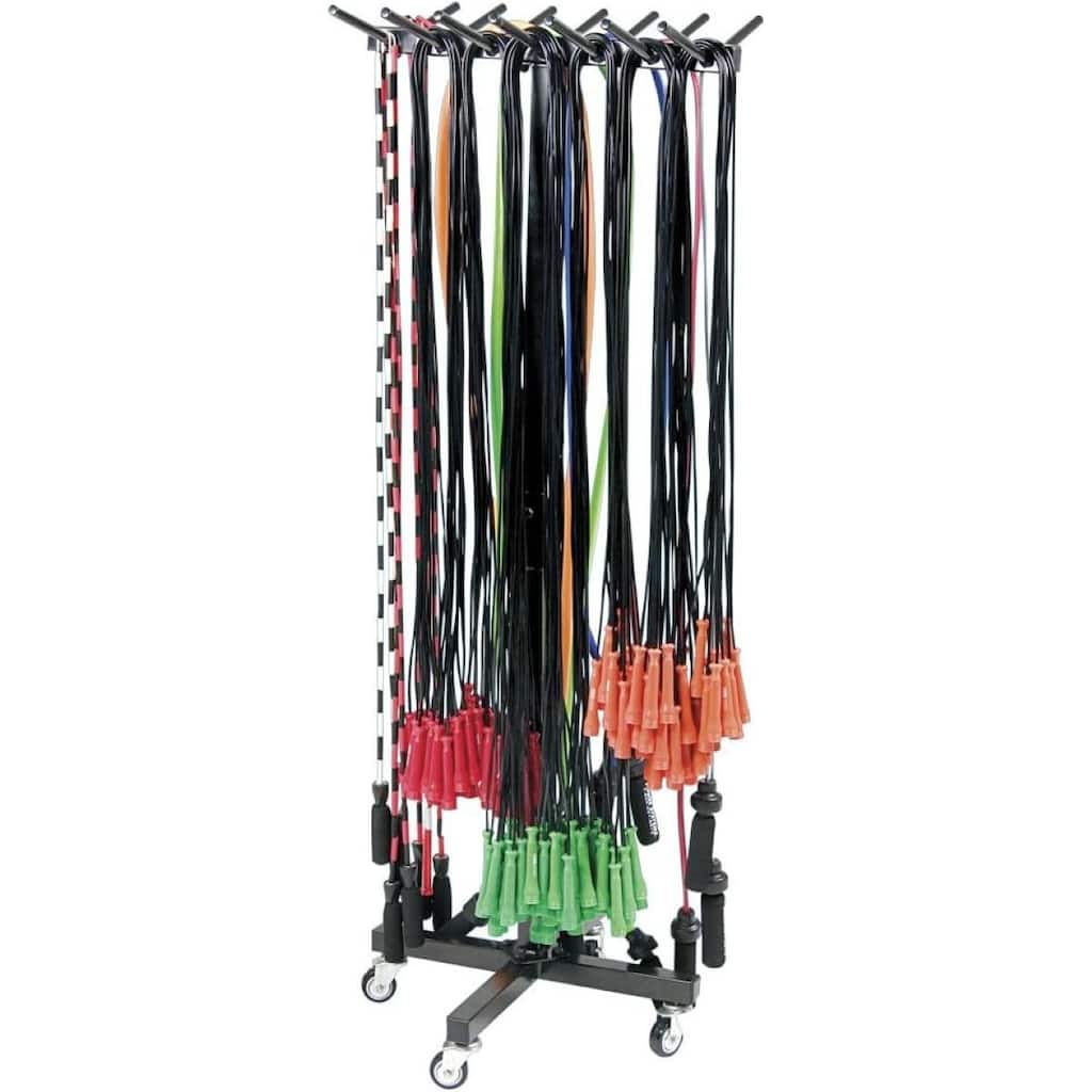 Power Systems Premium Rolling Standing Rack 23" x 73" - Holds 100 Resistance Tubes or 400 Jump Ropes - Medium