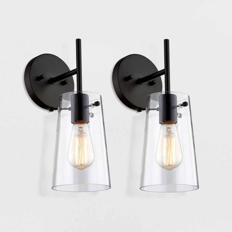 KAWOTI Modern Wall Sconce Set with Clear Shade(Set of 2)