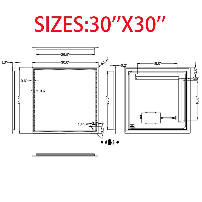CB HOME Gesture Control Smart LED Mirror Bathroom, Lighted Wall Mounted Mirror, Dimmable, Frameless,Three Color,Front&BackLit