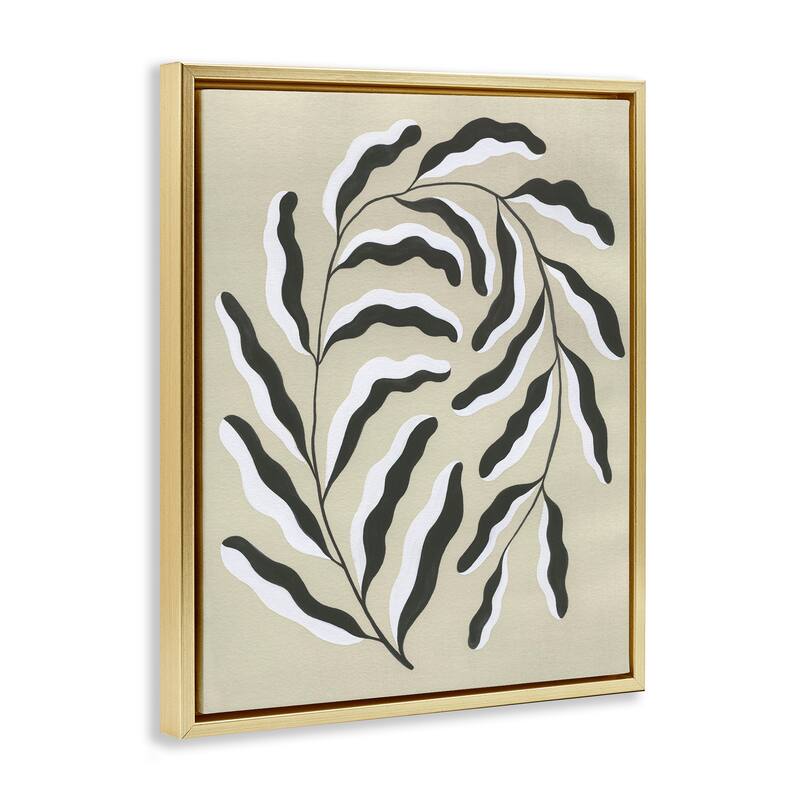 Stupell Curved Blooming Botanical Framed Floater Canvas Wall Art Design By Grace Popp