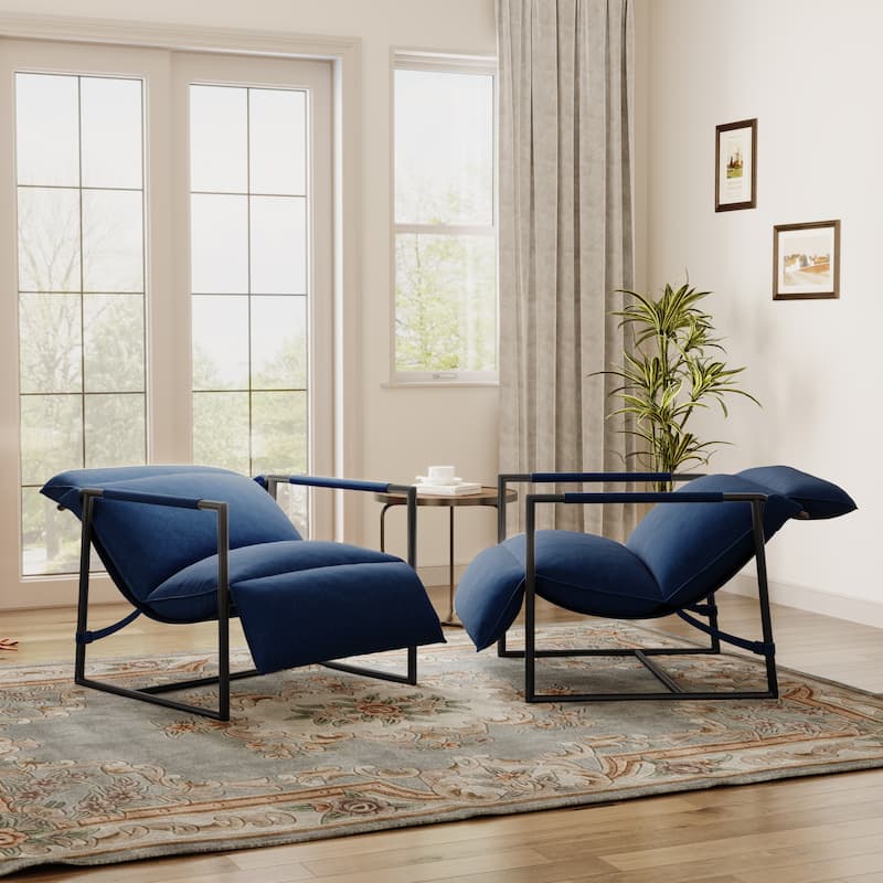 Metal Sling Accent Chairs Armchair with Adjustable Headrest Set of 2