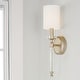 preview thumbnail 4 of 3, Breigh 1-light Brushed Champagne Wall Sconce w/ White Fabric Stay-Straight Shade