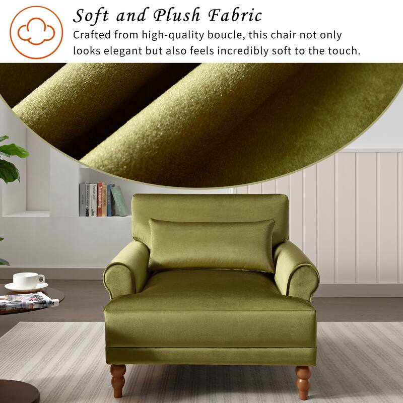 Circular Arm Chairs Living Room Accent Chair Lounge Chair with Roman Column Legs