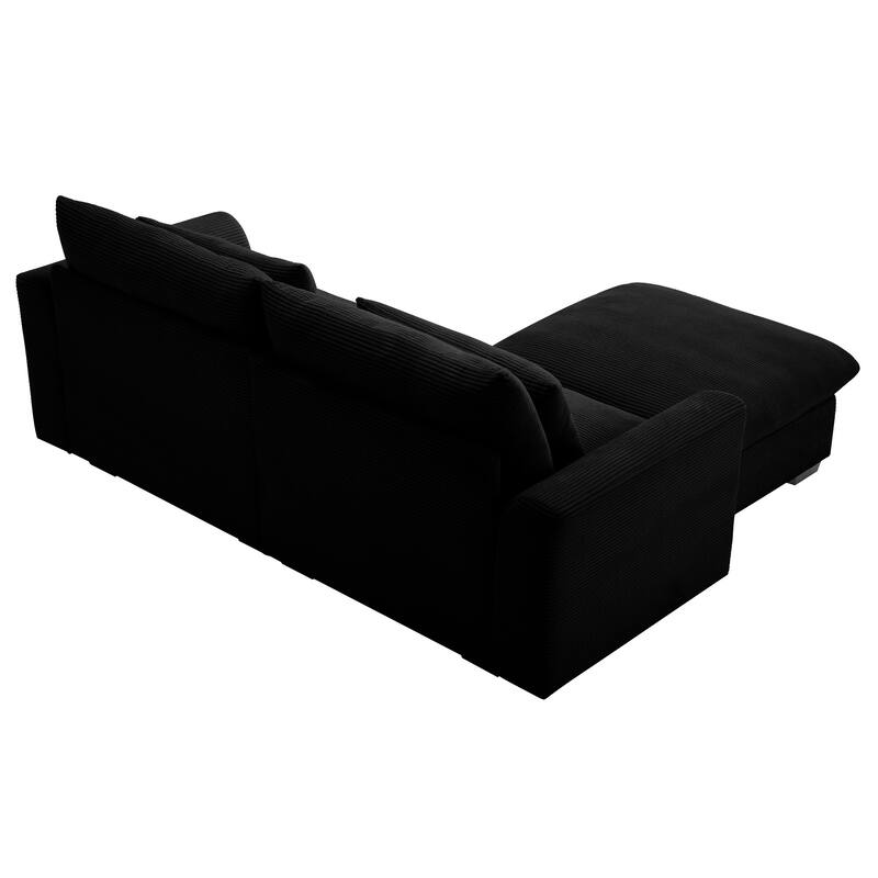 Multifunctional Loveseat Set with Storage Ottoman, Modern Sectional Sofa Corduroy Upholstered Couch with Pillows