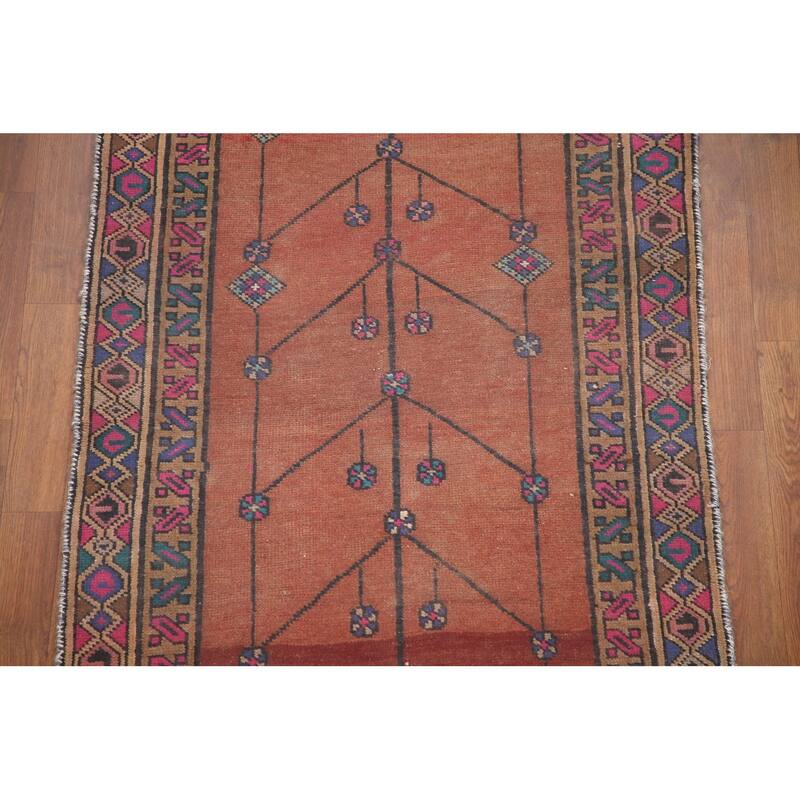 Hand Knotted Oriental 100% Wool Carpet Traditional Tribal Oranges & Rust Sirjan Runner Rug - 11' 3'' X 3' 0''