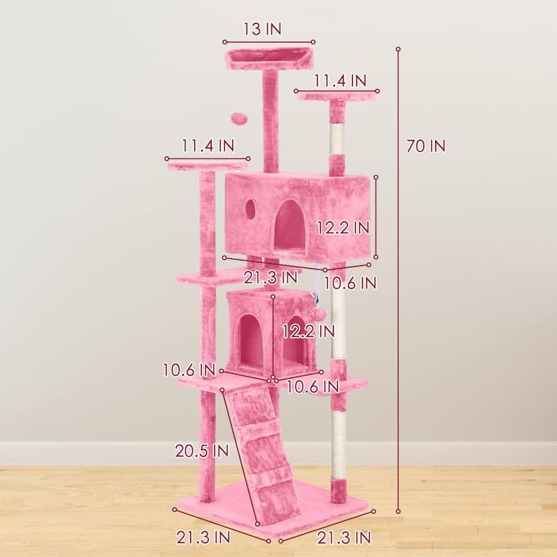 Furniture of America Cat Tree Multi-Level Cat Tower with Ladder, Platforms and Condos
