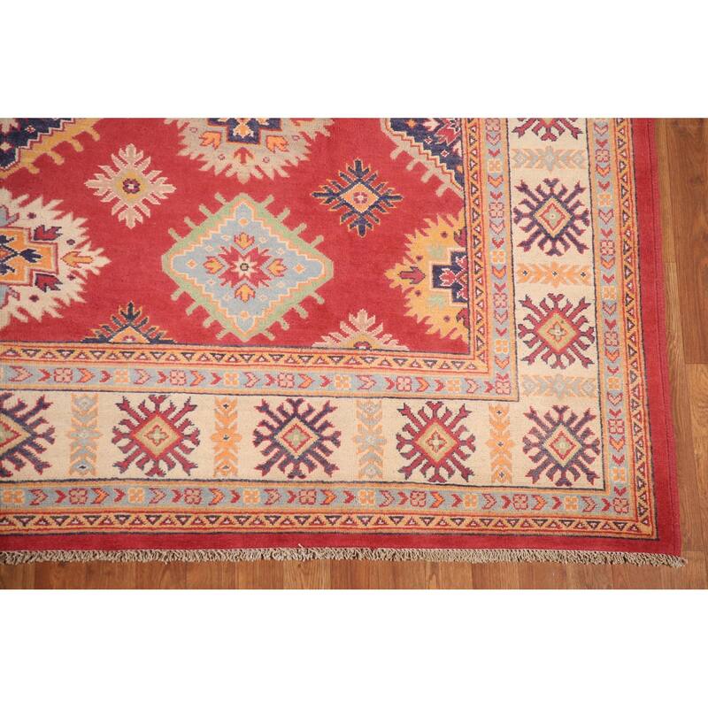 Geometric Kazak Rug Handmade Oriental Wool Carpet - 8'1"x 9'9"