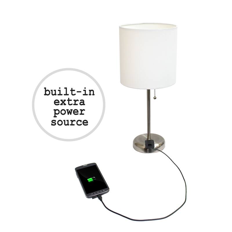 Simple Designs 19.5" 2 Pack Table Desk Lamp Set with Charging Outlet - 19.50