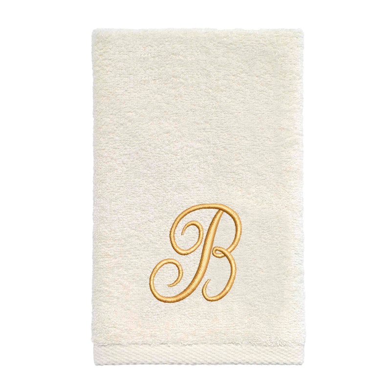 Avanti Linens Ivory/Gold Script Monogram Fingertip Towel Letter B - Fingertip Towel