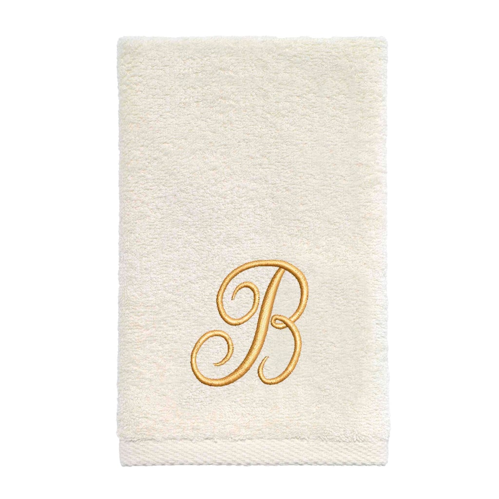 Avanti Linens Ivory/Gold Script Monogram Fingertip Towel Letter B - Fingertip Towel