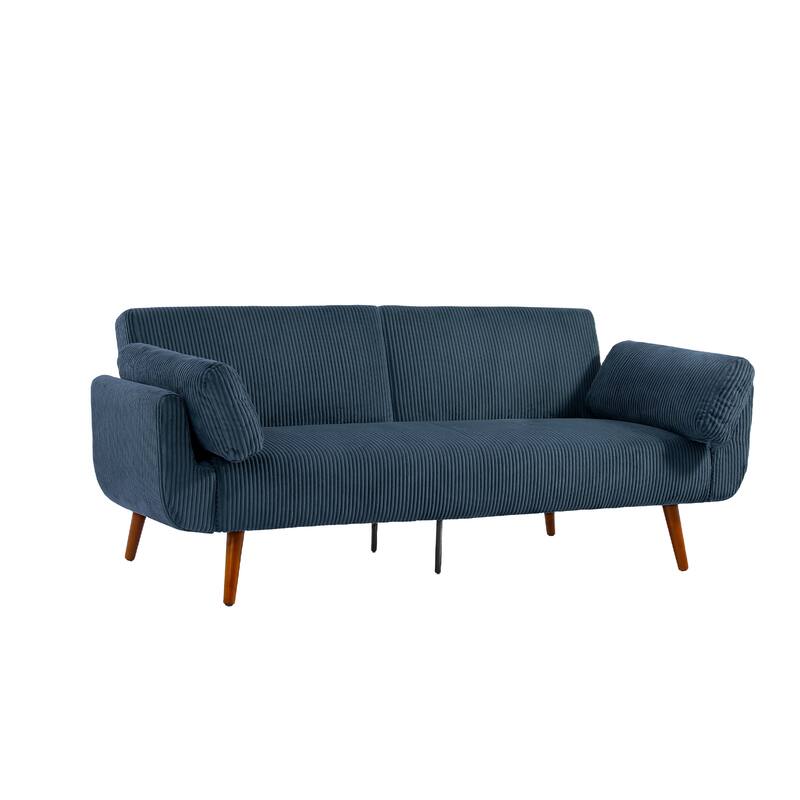 73" W Upholstered Corduroy Convertible Sleeper Sofa Bed with Pillows