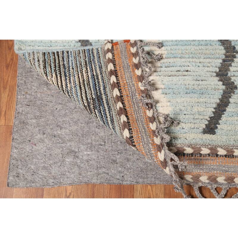 Moroccan Large Abstract Area Rug Handmade Beige Wool Carpet - 11'7"x 18'5"