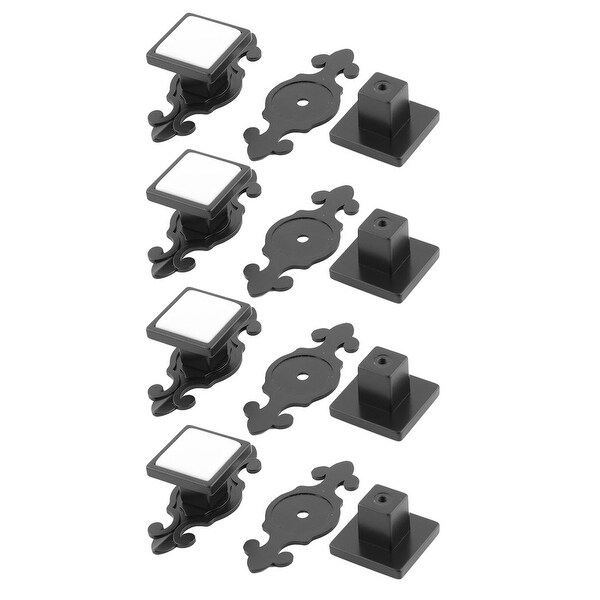 Household Bedroom Ceramic Furniture Cupboard Drawer Cabinet Knobs Black 4 Pcs