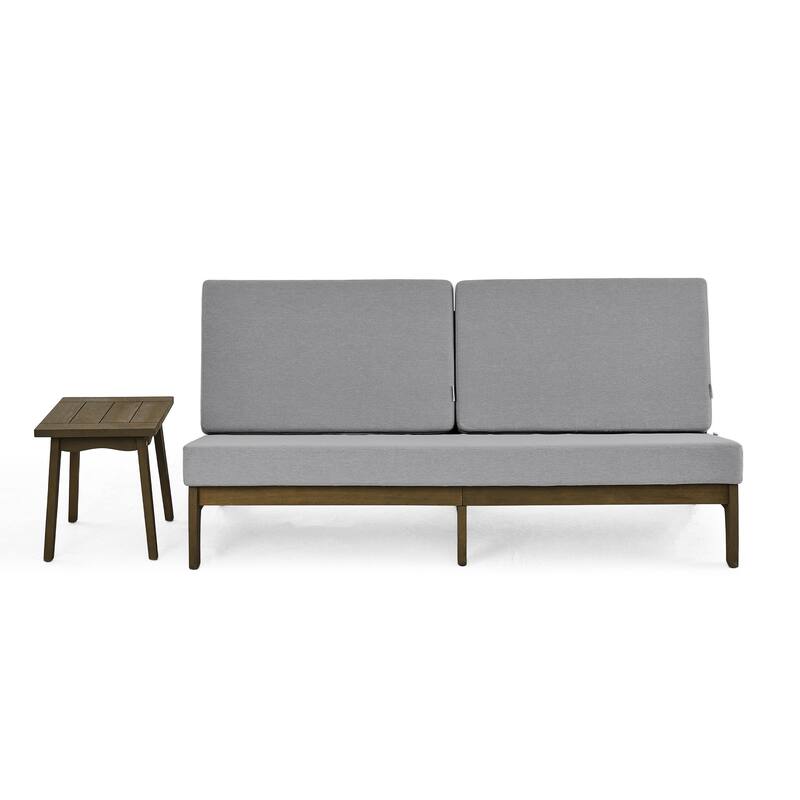 3-Seat Outdoor Sofa Set with Solid Wood Coffee Table, Weather-Resistant Cushions