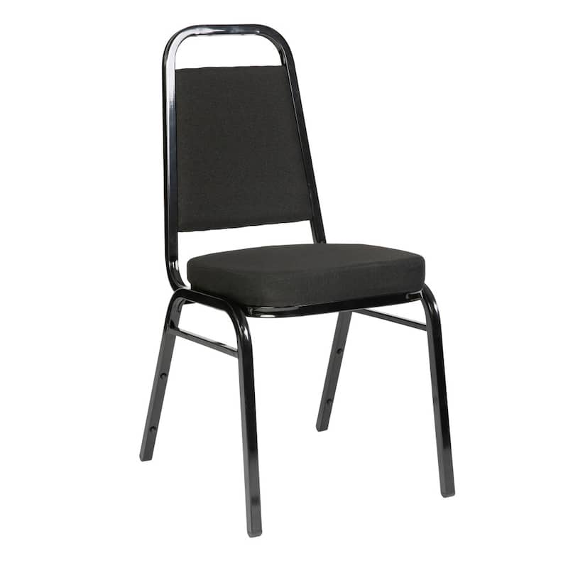 Trapezoidal Back Stacking Banquet Chair with 2.5" Thick Seat - 20.25"D x 17.5"W x 36"H - Black Fabric/Black Frame