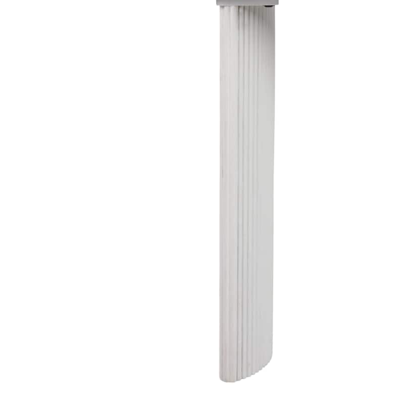 Wood Accent Table Fluted Base Curved Legs Modern Design Sculpted Frame