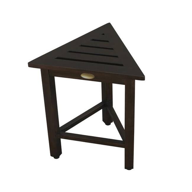 Hotel White Teak 18" Triangle Corner Shower Bench or Shelf