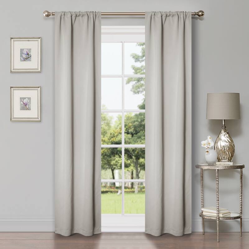 Modern Solid Room Darkening Blackout Curtains, Rod Pocket, Set of 2 - 2PC- 26" X 84" - Chrome