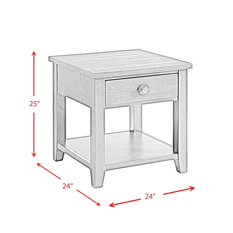 Contemporary End Table with Drawer & Shelf - Living Room Accent Table, Espresso Finish - 25
