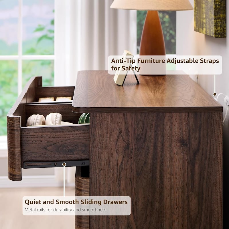 Modern 6 Drawer Dresser for Bedroom, Handle-less Wooden Dressers