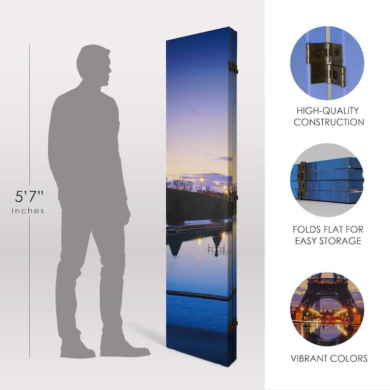 American Art Decor Double-Sided Canvas Room Divider, 4 Panels, 70" H x 63" L