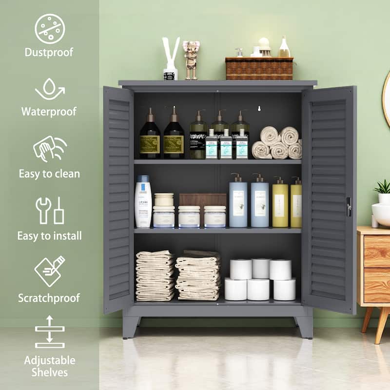 Rossetta 47'' Tall Wall-Mount Metal Tool Cabinet with Versatile Shelving and Pegboard