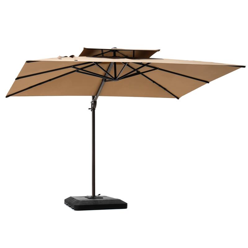 Pellebant 9X11FT Outdoor Dual Top Patio Umbrella Cantilever Offset with Base