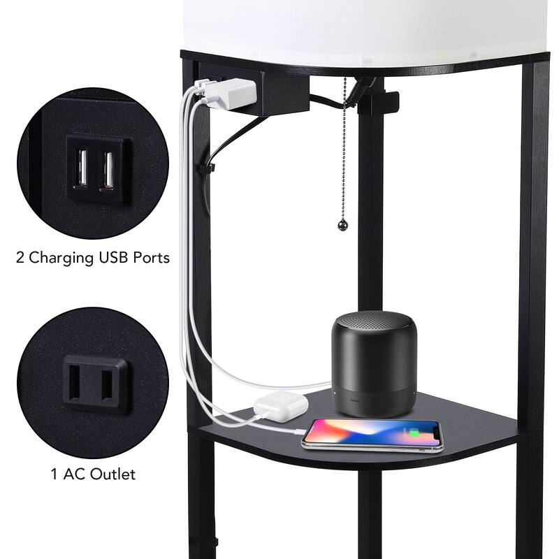 Shelf Floor Lamp with 2 USB Ports & 1 Power Outlet Bed Bath & Beyond