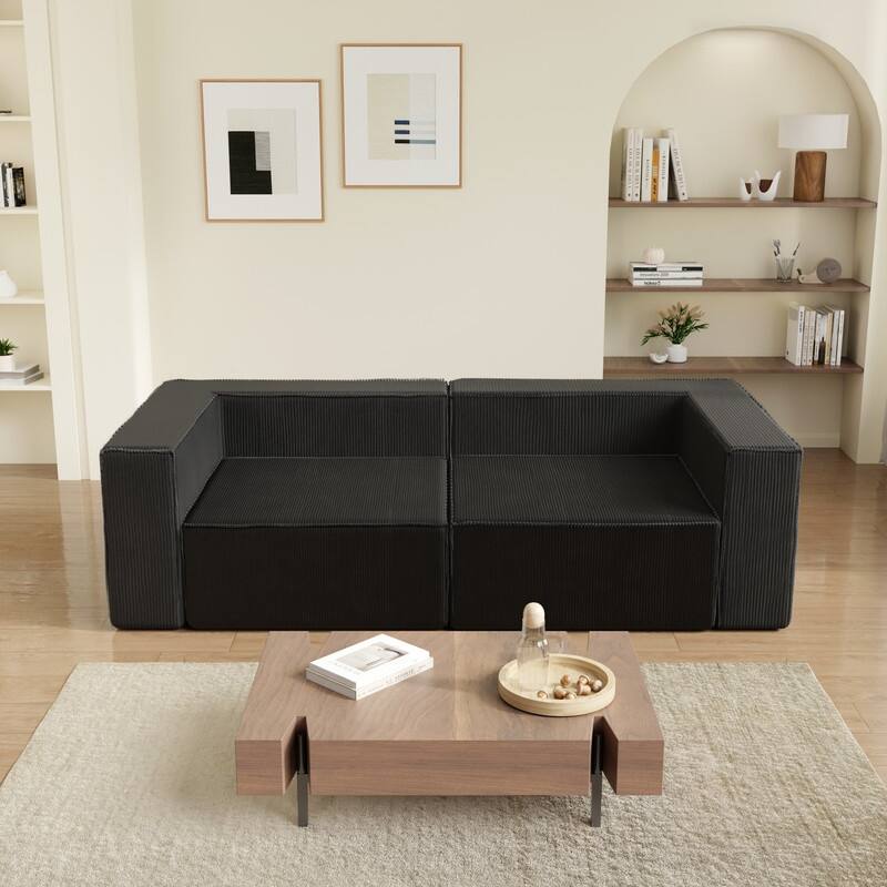 Right Armrest Corduroy Compression Sofa