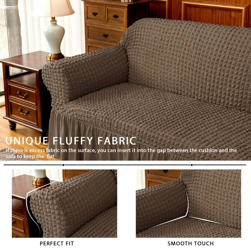 Subrtex 1 Piece Armchair Slipcover Seersucker Skirt Stretch Spandex Furniture Protector