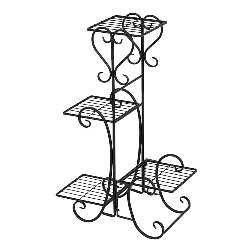 4 Potted Square Flower Metal Shelves Plant Pot Stand for Indoor Outdoor Garden