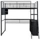 preview thumbnail 17 of 23, Loft Bed with L-Shaped Desk, LED Bunk Bed Frame with 4 Storage Shelves, Safety Guard & Ladder