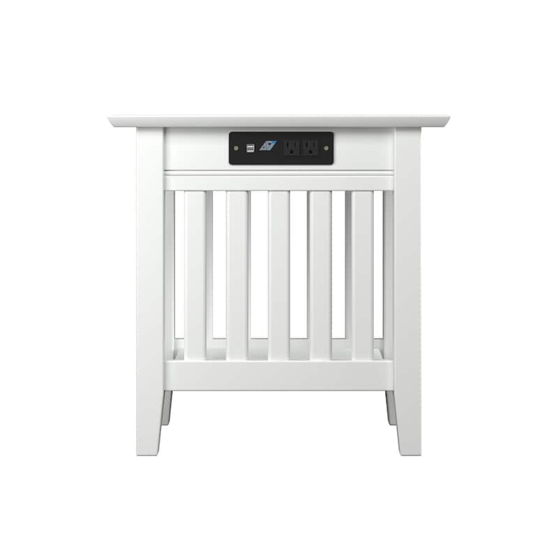 Side Table with USB Charger - HomeStock Accent Table for Couch & Chair - Modern Living Room Table - 14