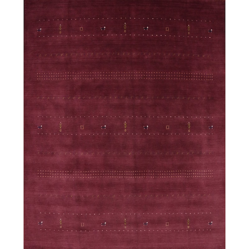 Hand Knotted Oriental 100% Wool Carpet Tribal Animal Pictorial Red Gabbeh Area Rug - 7' 11'' X 8' 3''