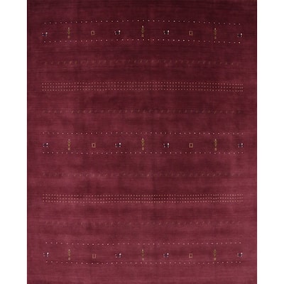 Hand Knotted Oriental 100% Wool Carpet Tribal Animal Pictorial Red Gabbeh Area Rug - 7' 11'' X 8' 3''