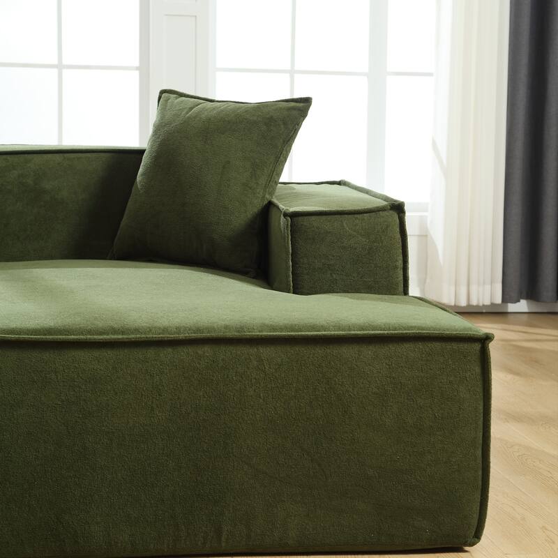 129.5'' Minimalist Modular L-Shaped 4-Seat Sofa Set with Chaise