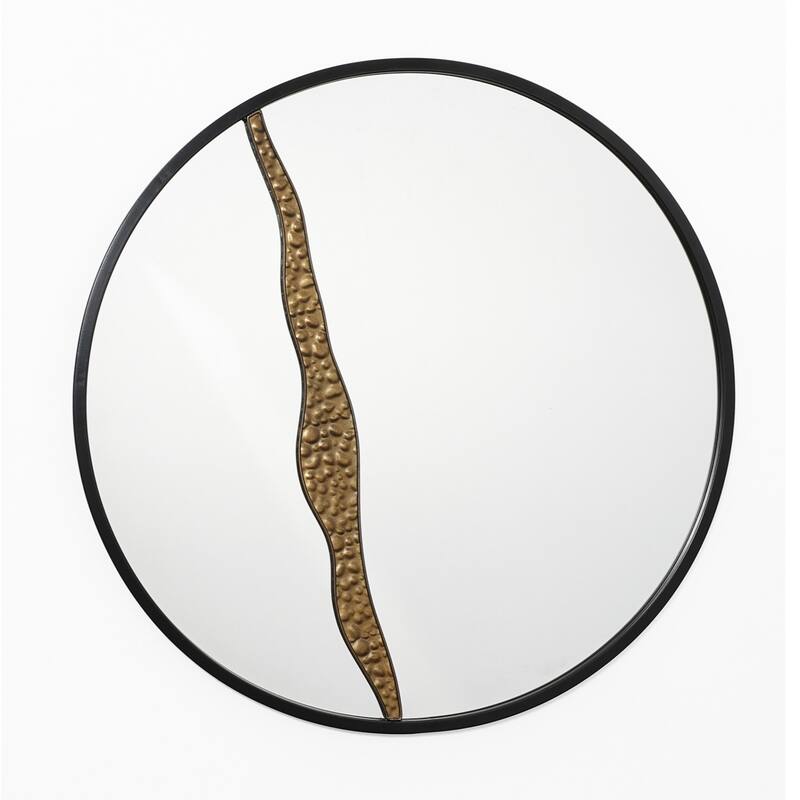 Goldrush Black Metal Frame Round Wall Mirror - 30" H x 30" W x 0.79" D