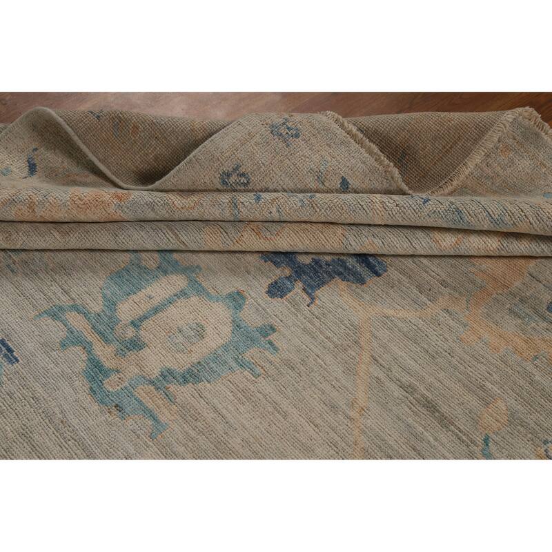 Hand Knotted Oriental 100% Wool Carpet Transitional All-Over Greys & Charcoal Oushak Area Rug - 10' 4'' X 8' 1''