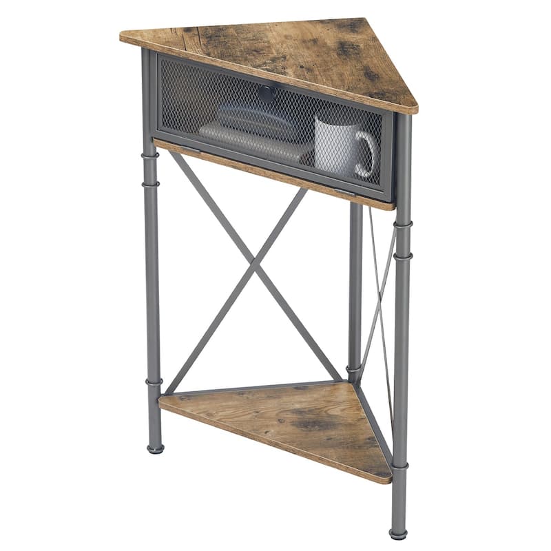 VECELO Modern Side Table Corner Tables with 3-Tier Storage Shelves