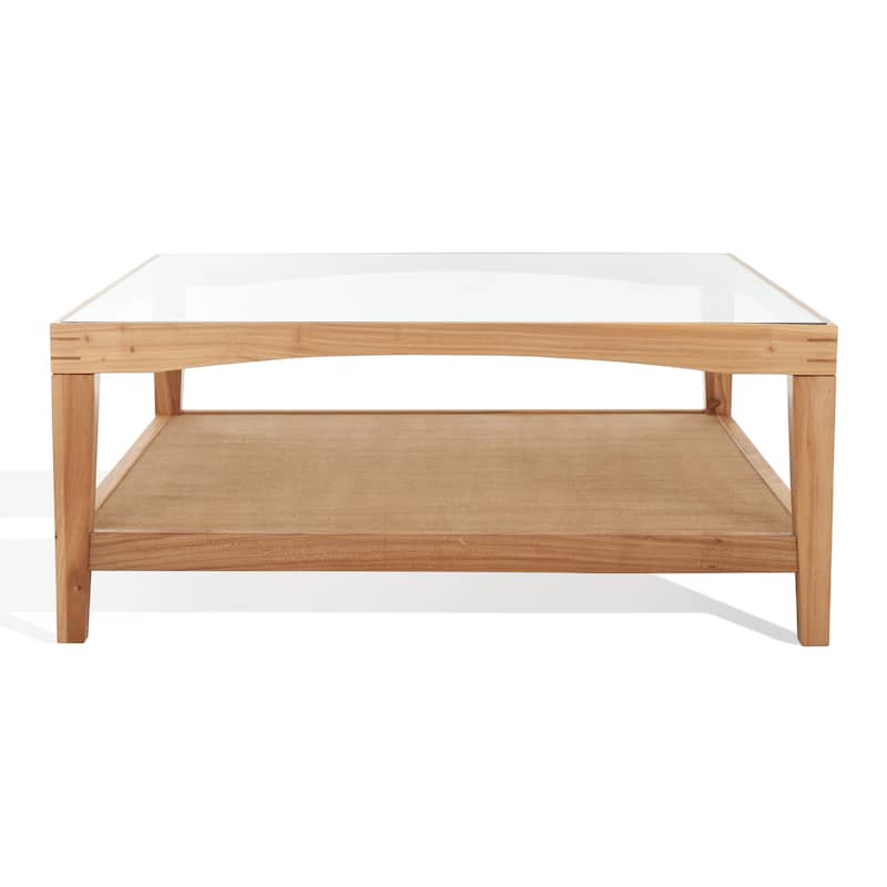 SAFAVIEH Couture Nicolella Solid Wood/Glass Top Square Coffee Table - 40"W x 40"D x 17"H