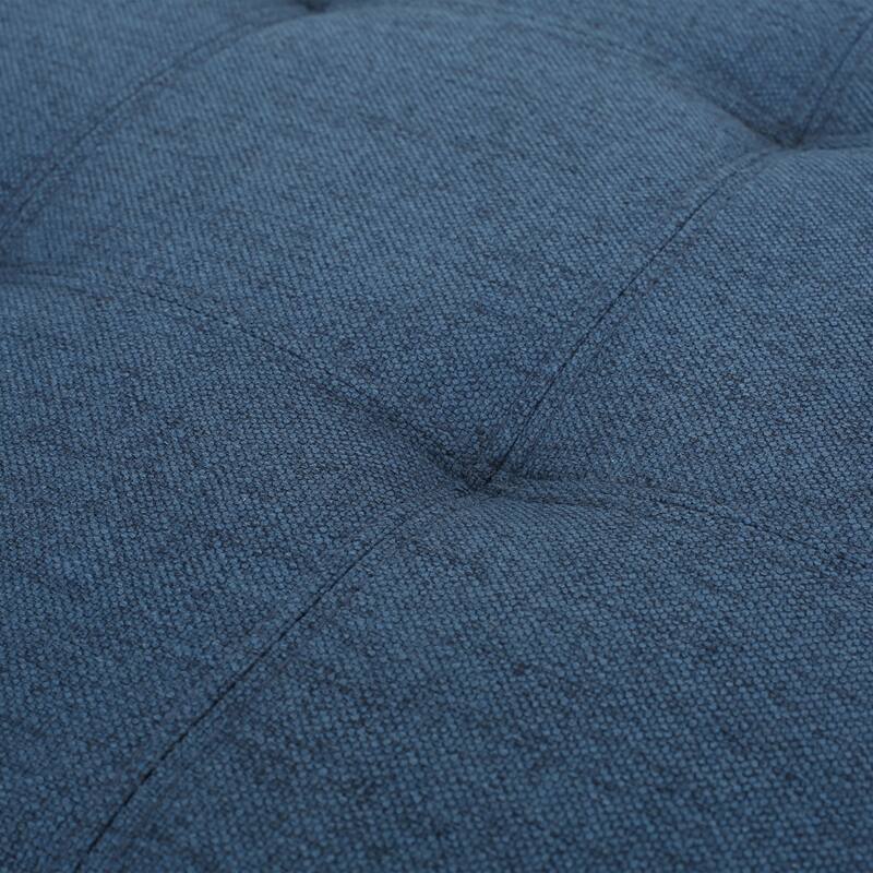 Tufted Fabric Storage Ottoman - Navy Blue Stylish Home Storage