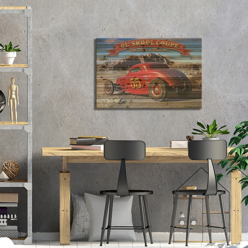 1933 Ol' Skool Coupe Print On Wood by Larry Grossman - Multi-Color