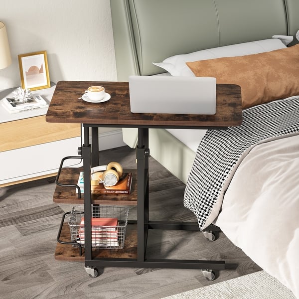 Height Adjustable Couch Side Table Mobile Snack Table Laptop Table for