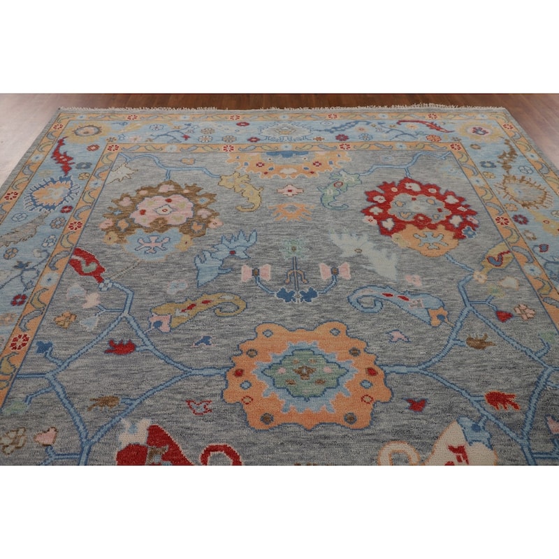Floral Oushak Oriental Area Rug Handmade Wool Carpet - 8'9"x 11'9"