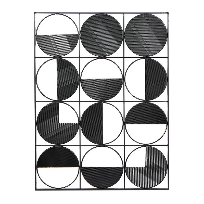 Metal Geometric Half Moon Wall Decor with Gold Detailing - Black - CosmoLiving by Cosmopolitan