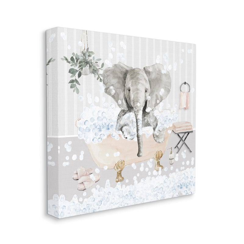 Stupell Fun Elephant Bubble Bath Tub Canvas Wall Art by Lanie Loreth