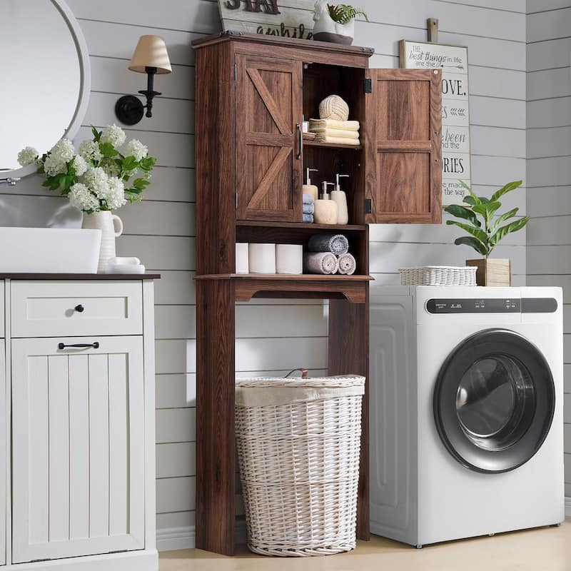 Farmhouse Over The Toilet Storage Cabinet, 67" Tall Bathroom Cabinet